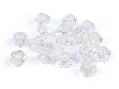 Plastové korálky s velkým průvlekem diamant s AB efektem 8x13 mm, barva 1 krémová nejsvět.