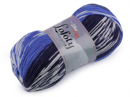 Pletací příze Lofoty samovzorovací / ponožkovka 100 g, barva 8 (7810) modrá modrá tmavá