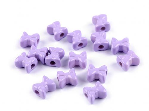 Plastové korálky mašle 12x13 mm, barva 4 fialová lila