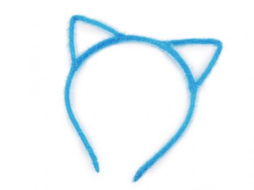 Chlupatá čelenka do vlasů kočka, barva 5 modrá