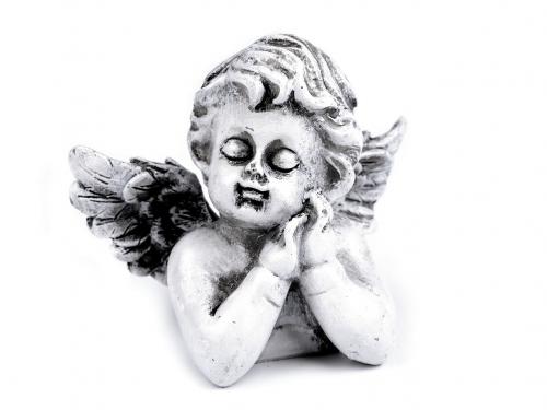 Hřbitovní dekorace anděl, barva šedá světlá
