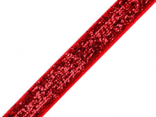 Sametová lurexová stuha šíře 10 mm, barva 4 červená