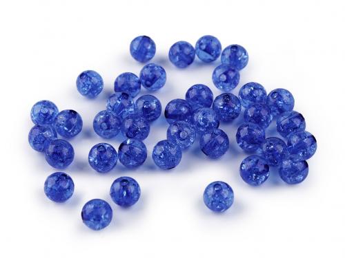 Plastové korálky kraklované Ø8 mm, barva 2 (13) modrá královská