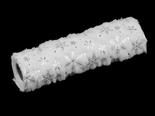 Dekorační zimní metráž kožešina šíře 28 cm, barva 1 bílá vločka