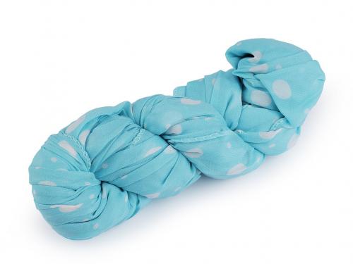 Letní šátek / šála puntík 70x160 cm, barva 5 modrá azurová bílá