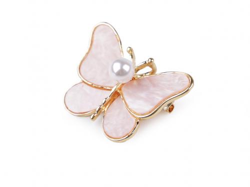 Brož motýl, barva 11 pudrová perleť
