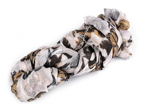 Letní šátek / šála motýl 80x165 cm, barva 1 bílá béžová