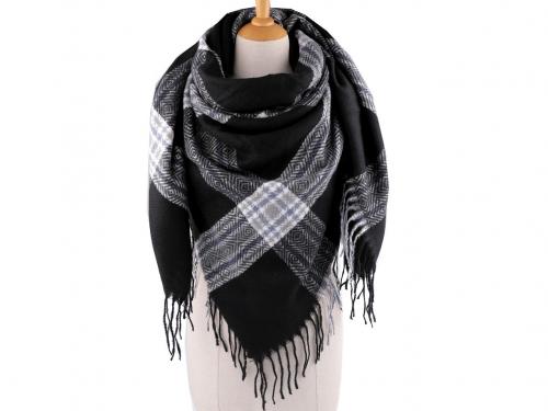 Velký teplý šátek / pléd 130x135 cm, barva 6 černá