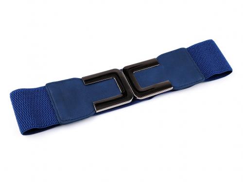Dámský pásek pružný šíře 6 cm, barva 3 modrá