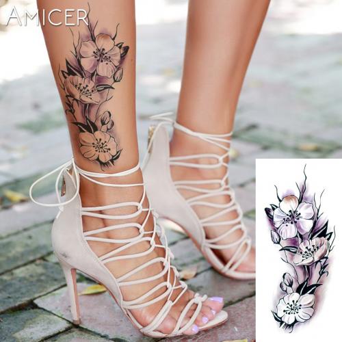 Dočasné falešné tetování na nohu květinový vzor