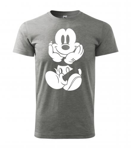 PotiskniTriko.cz Tričko pánské Mickey Mouse 261 šedé/bílý potisk Velikost pánského trička: XL