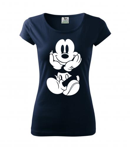 PotiskniTriko.cz Tričko Mickey Mouse 261 námořní modrá/bílý potisk Velikost dámského trička: XL