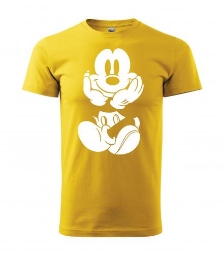 PotiskniTriko.cz Tričko pánské Mickey Mouse 261 žluté/bílý potisk Velikost pánského trička: XL