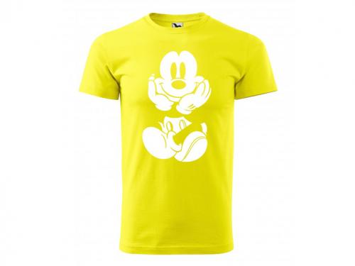 PotiskniTriko.cz Tričko pánské Mickey Mouse 261 citrónové/bílý potisk Velikost pánského trička: S