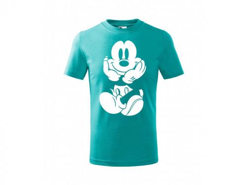 PotiskniTriko.cz Tričko dětské Mickey 261 emerald/bílý potisk Velikost dětského trička: 134 cm/8 let