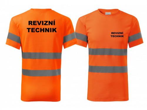 PotiskniTriko.cz Reflexní triko oranžové Revizní technik Velikost pánského trička: L