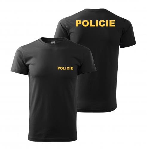 PotiskniTriko.cz Tričko Policie - černé Velikost pánského trička: XL, Barva potisku: Potisk - Zlatá