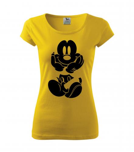 PotiskniTriko.cz Tričko Mickey Mouse 261 žluté/černý potisk Velikost dámského trička: XXL