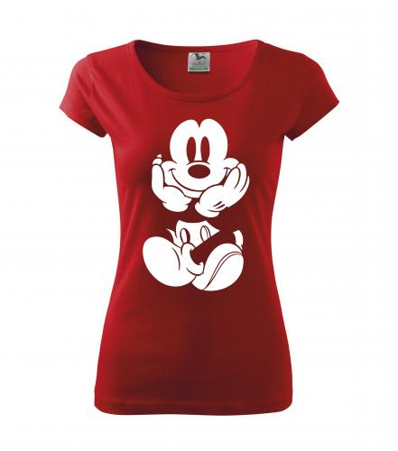 PotiskniTriko.cz Tričko Mickey Mouse 261 červené/bílý potisk Velikost dámského trička: XL