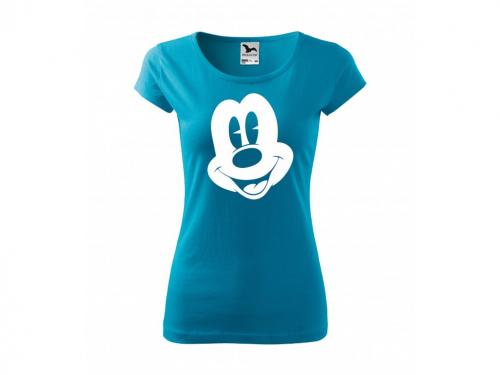 PotiskniTriko.cz Tričko Mickey Mouse 272 tyrkysové/bílý potisk Velikost dámského trička: XL