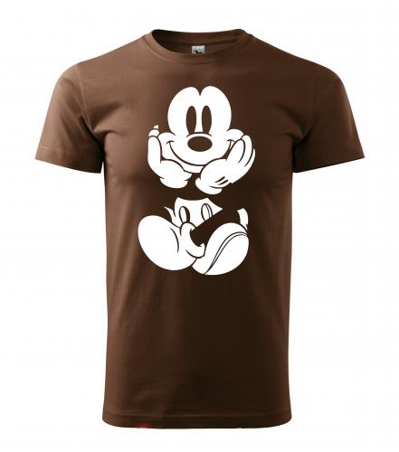 PotiskniTriko.cz Tričko pánské Mickey Mouse 261 hnědé/bílý potisk Velikost pánského trička: XL