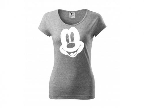 PotiskniTriko.cz Tričko Mickey Mouse 272 šedé/bílý potisk Velikost dámského trička: XL