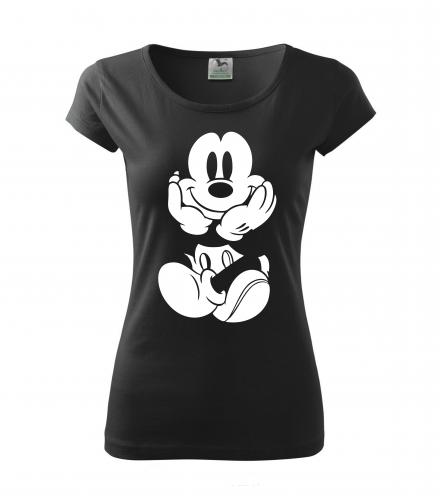 PotiskniTriko.cz Tričko Mickey Mouse 261 černé/bílý potisk Velikost dámského trička: XS