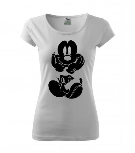 PotiskniTriko.cz Tričko Mickey Mouse 261 bílé/černý potisk Velikost dámského trička: XL