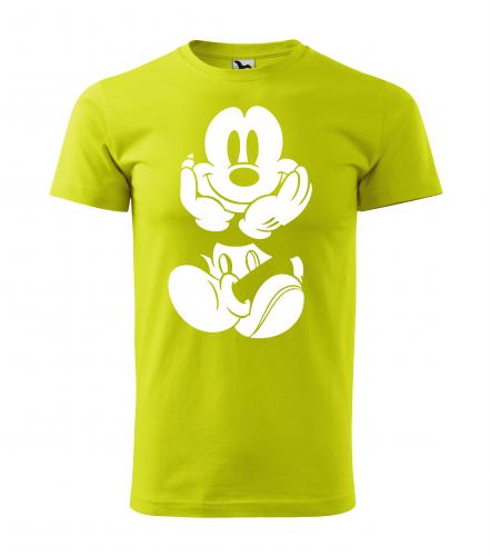 PotiskniTriko.cz Tričko pánské Mickey Mouse 261 limetkové/bílý potisk Velikost pánského trička: M