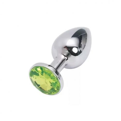 Ocelový anální kolík s kamínkem velikost S zelený