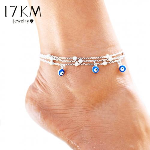 17KM kotníkový náramek na nohy šperk s tureckými korálky stříbrný