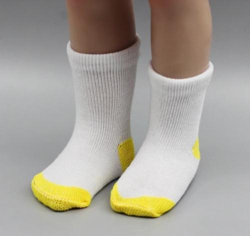 Ponožky pro panenku - bílo žluté